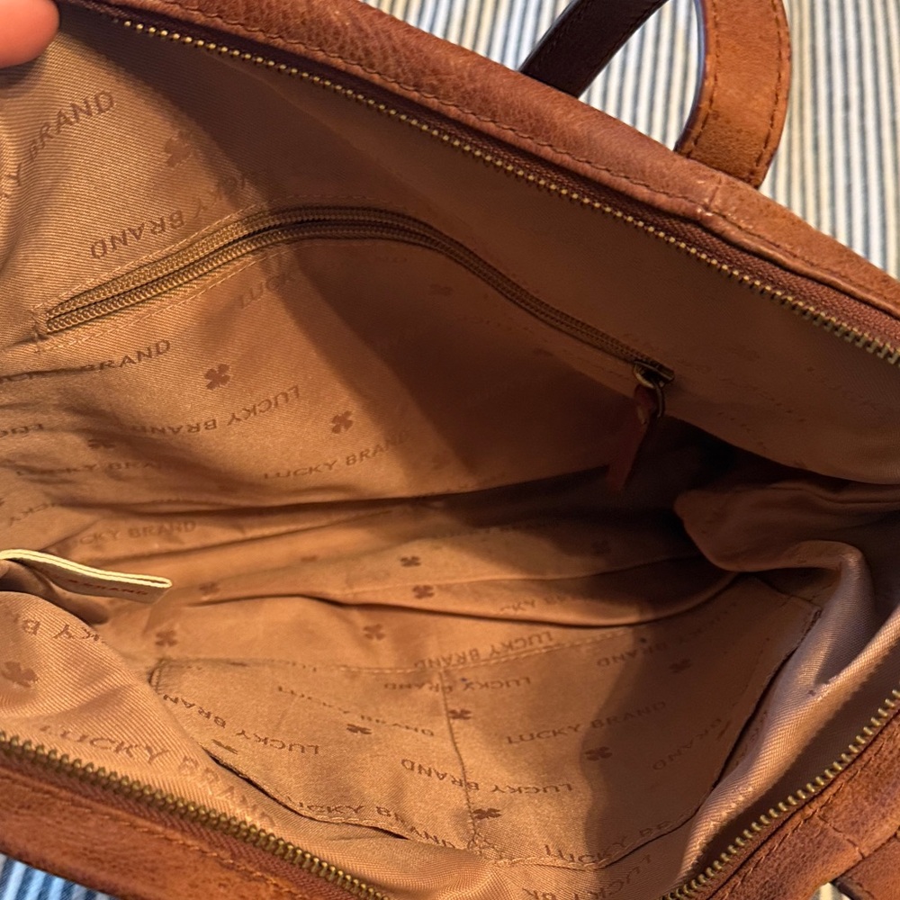 Lucky Brand Boho Brown Leather Tote Bag - Picture 4 of 6